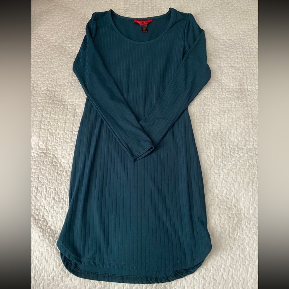 Hot Kiss Mini Bodycon Full Sleeve Deep Teal Dress Size Medium NWT